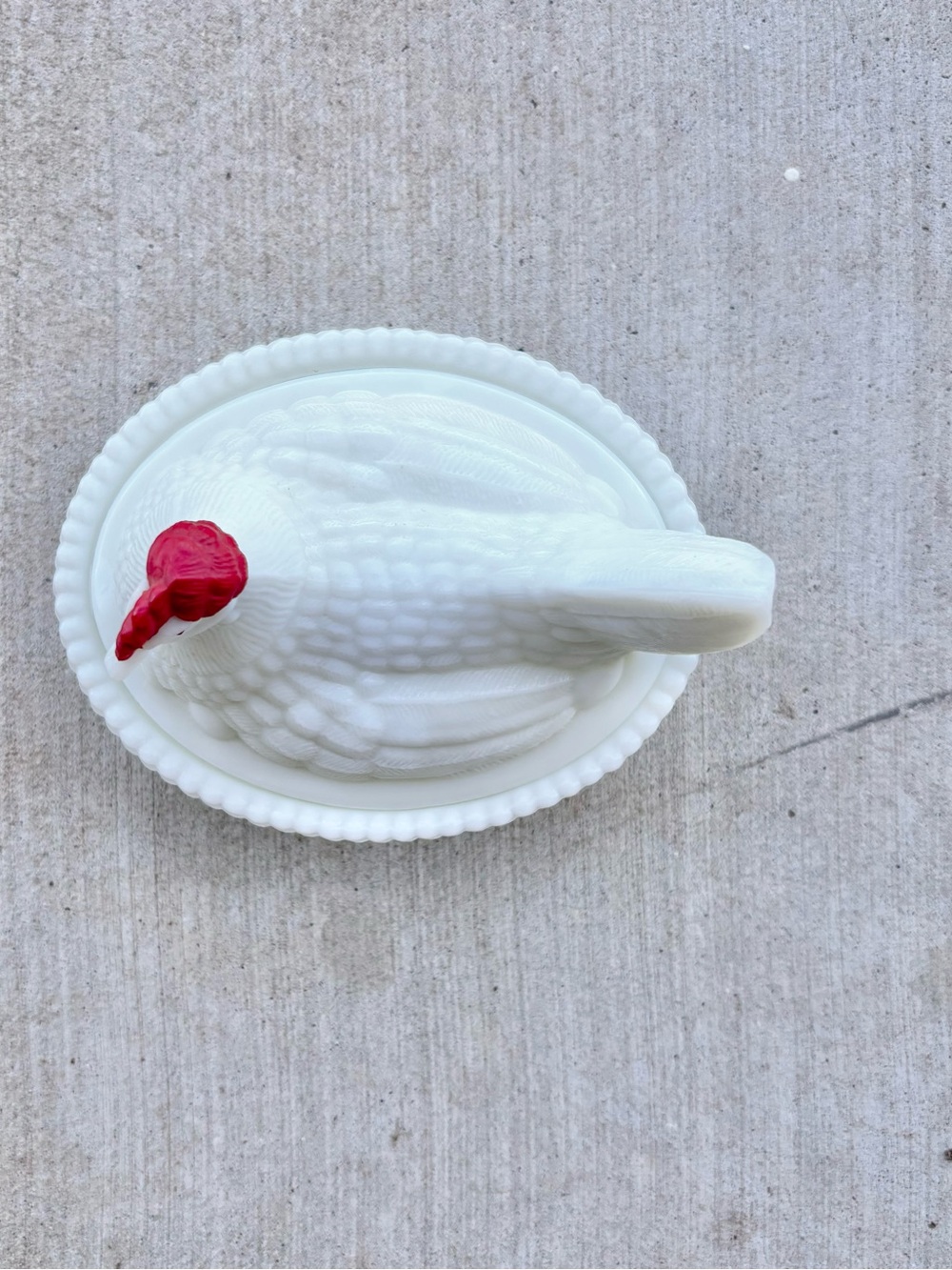 Westmoreland White Milk Glass Hen on Nest Covered Dish Red Comb Vintage 50s 60s - Picture 8 of 8